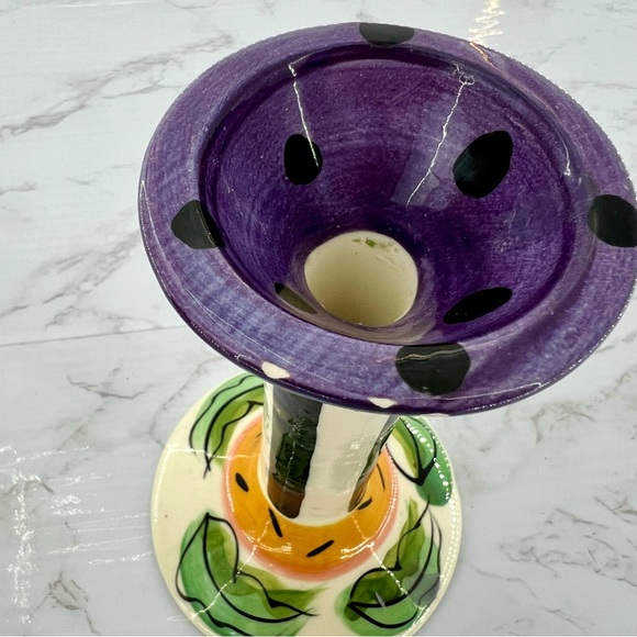 VTG 90s VICKI CARROLL art pottery CANDLE STICKS - Picture 3 of 4